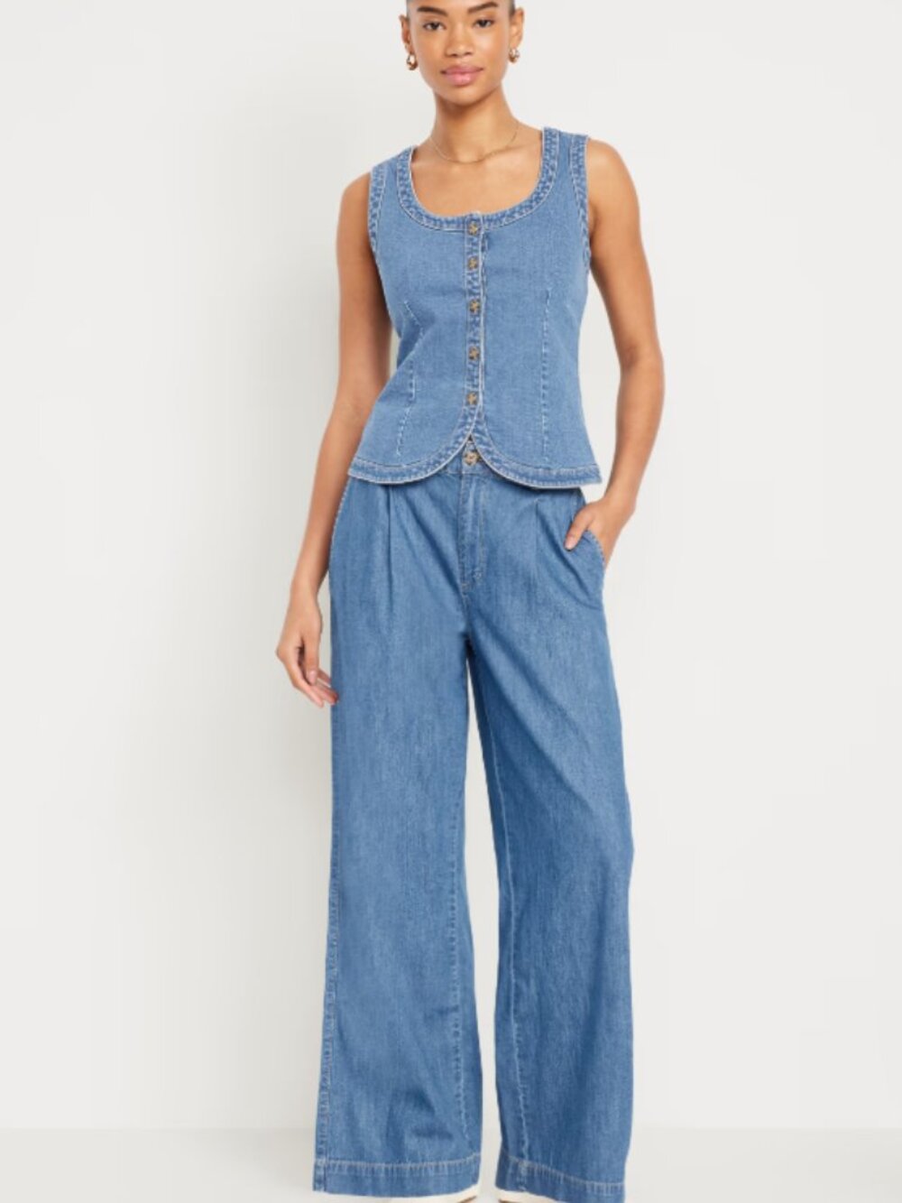 Old Navy High-Waisted Taylor Trouser Wide-Leg Denim Pants Size 18 - CL0498 - Picture 2 of 8